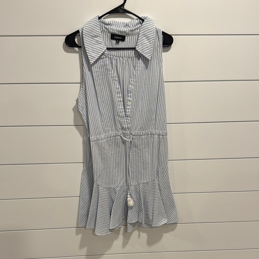 Blue and White Striped Sleeveless dress